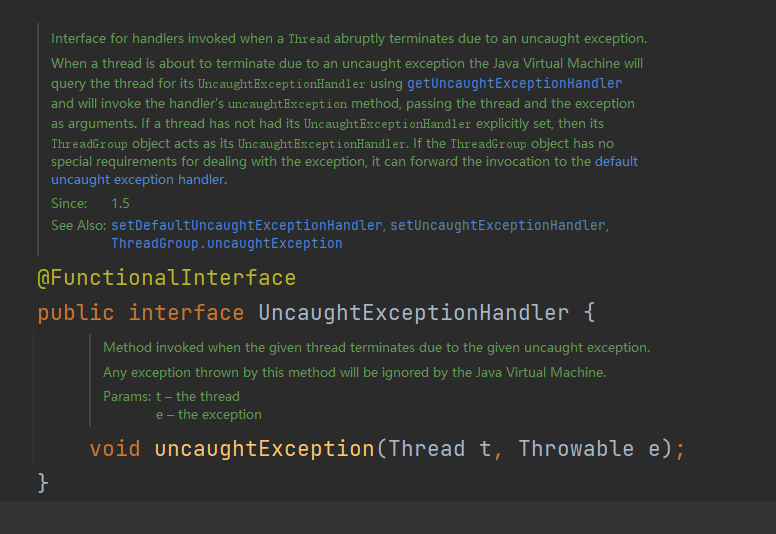 UncaughtExceptionHandler接口代码